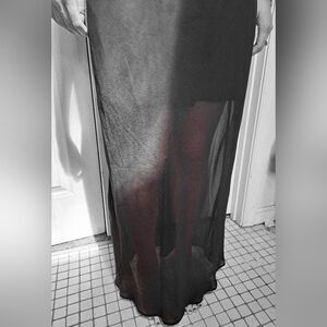 New Elegant Black Mini Dress With Long Maxi Sheer Sheath